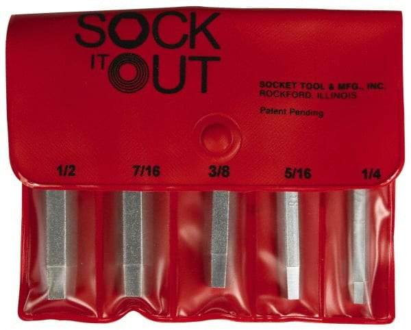 Sock It Out - Flat Head Cap Screw Extractor Set - 1/4 to 1/2 Size Range - Exact Industrial Supply