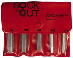 Sock It Out - Flat Head Cap Screw Extractor Set - 1/4 to 1/2 Size Range - Exact Industrial Supply