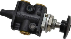 Norgren - 1/8" NPT Packed Spool Valve - Spring Activation, Button, Palm Black & 0.34 CV Rate - Exact Industrial Supply