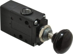Norgren - 1/4" NPT Packed Spool Valve - Button Type, Spring Activation & 0.98 CV Rate - Exact Industrial Supply