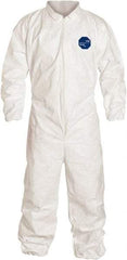 Dupont - Size 4XL Film Laminate General Purpose Coveralls - White, Zipper Closure, Elastic Cuffs, Elastic Ankles, Serged Seams - Exact Industrial Supply