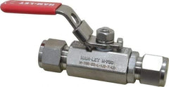 Ham-Let - 1/2" Pipe, Compression x Compression End Connections, Stainless Steel, Inline, Two Way Flow, Instrumentation Ball Valve - 2,000 psi WOG Rating, Locking Lever Handle, Reinforced PTFE Seal, Reinforced PTFE Seat - Exact Industrial Supply