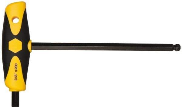 Wiha - 3/8" Hex, T-Handle Cushion Grip, Ball End Hex Key - 7-29/32" OAL, Inch System of Measurement - Exact Industrial Supply