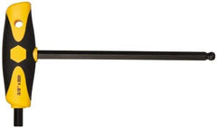 Wiha - 3/8" Hex, T-Handle Cushion Grip, Ball End Hex Key - 7-29/32" OAL, Inch System of Measurement - Exact Industrial Supply