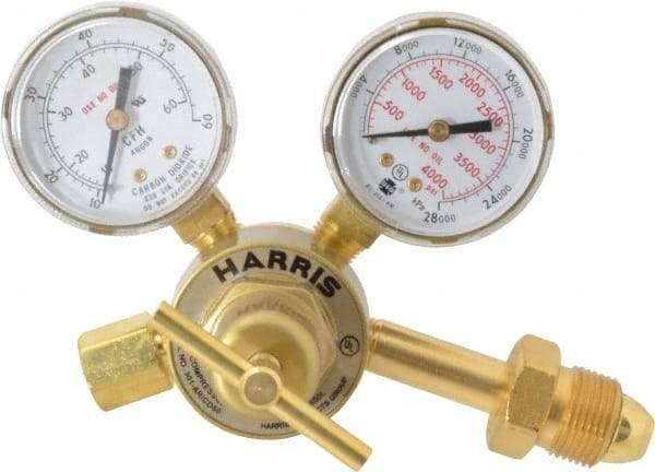 Harris Products - 580 CGA Inlet Connection, Male Fitting, 60 Max psi, Argon Welding Regulator - 5/8-18 Thread, Right Hand Rotation - Exact Industrial Supply