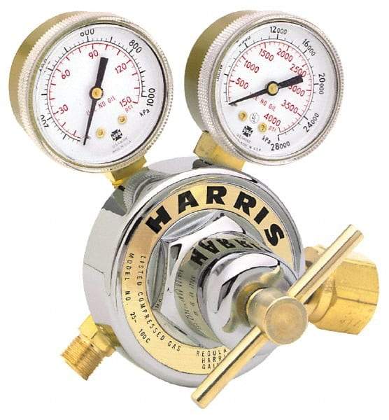 Harris Products - 580 CGA Inlet Connection, Male Fitting, 200 Max psi, Nitrogen Welding Regulator - 9/16-18 Thread, Right Hand Rotation - Exact Industrial Supply