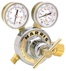 Harris Products - 580 CGA Inlet Connection, Male Fitting, 500 Max psi, Argon, Nitrogen & Helium Welding Regulator - 1/4 x 1/4 Flare Thread, Right Hand Rotation - Exact Industrial Supply