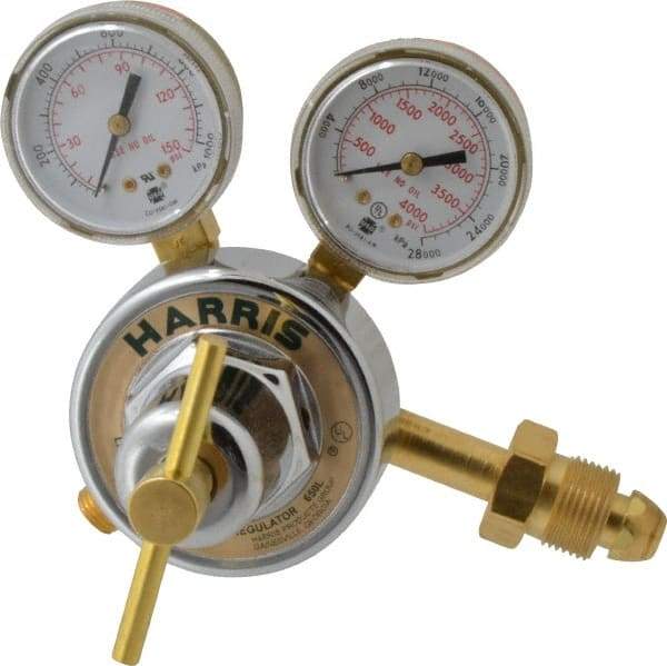 Harris Products - 580 CGA Inlet Connection, Male Fitting, 100 Max psi, Argon, Nitrogen & Helium Welding Regulator - 9/16-18 Thread, Right Hand Rotation - Exact Industrial Supply