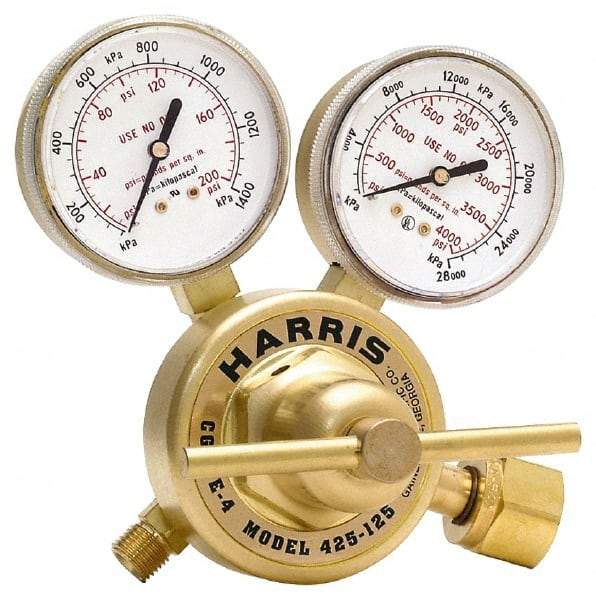 Harris Products - 540 CGA Inlet Connection, Male Fitting, 125 Max psi, Oxygen Welding Regulator - 9/16-18 Thread, Right Hand Rotation - Exact Industrial Supply