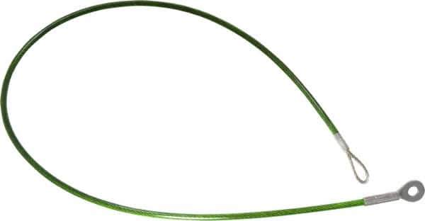 Jergens - 20" Long, Stainless Steel Cable Loop & Eye End, Quick Release Pin Lanyard - 1/16" Cable Diam, 3/16" Hole Diam, Nylon Cable - Exact Industrial Supply