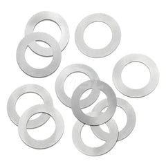 Round Shims; Shim Type: Arbor Shim; Thickness: .004; Inside Diameter: .5″; Outside Diameter: .75″; Material: Steel