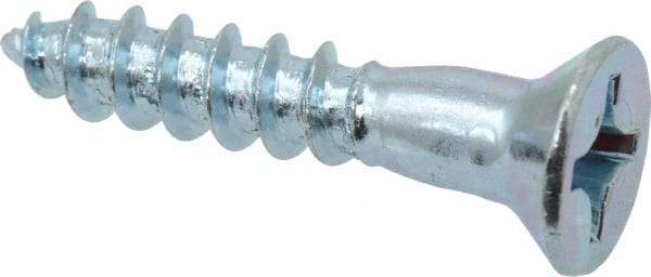 Value Collection - #10, 1" OAL, Phillips Drive, Flat Head Wood Screw - ASME B18.6.1, Zinc Plated Steel, Grade 2 - Exact Industrial Supply