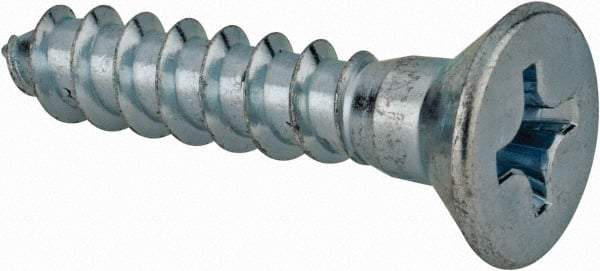 Value Collection - #14, 1-1/4" OAL, Phillips Drive, Flat Head Wood Screw - ASME B18.6.1, Zinc Plated Steel, Grade 2 - Exact Industrial Supply