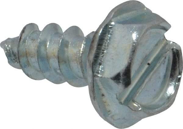 Value Collection - #10 Hex Washer Head Slotted Sheet Metal Screw - Steel, 1/2" Length Under Head, Grade 2 - Exact Industrial Supply