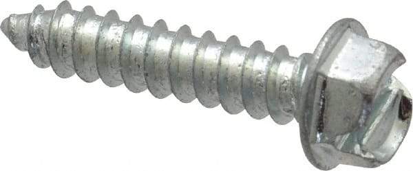 Value Collection - #12 Hex Washer Head Slotted Sheet Metal Screw - Steel, 1" Length Under Head, Grade 2 - Exact Industrial Supply