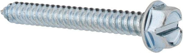 Value Collection - #14 Hex Washer Head Slotted Sheet Metal Screw - Steel, 2" Length Under Head, Grade 2 - Exact Industrial Supply