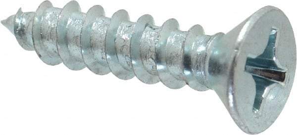 Value Collection - #12 Flat Head Phillips Sheet Metal Screw - Steel, 1" OAL, Grade 2 - Exact Industrial Supply
