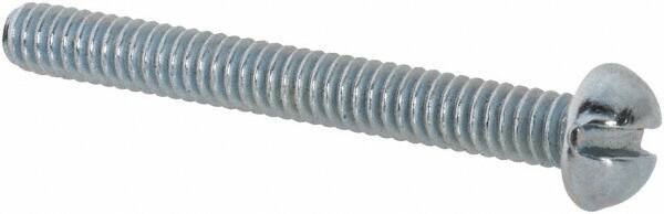 Value Collection - #3-48 UNC, 7/8" Length Under Head Slotted Drive Machine Screw - Round Head, Alloy Steel, Zinc-Plated Finish, Without Washer - Exact Industrial Supply