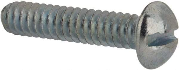 Value Collection - #10-24 UNC, 7/8" Length Under Head Slotted Drive Machine Screw - Round Head, Alloy Steel, Zinc-Plated Finish, Without Washer - Exact Industrial Supply