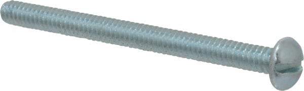 Value Collection - #10-24 UNC, 2-1/2" Length Under Head Slotted Drive Machine Screw - Round Head, Alloy Steel, Zinc-Plated Finish, Without Washer - Exact Industrial Supply