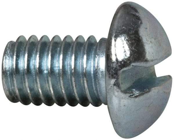 Value Collection - #10-32 UNF, 5/16" Length Under Head Slotted Drive Machine Screw - Round Head, Alloy Steel, Zinc-Plated Finish, Without Washer - Exact Industrial Supply
