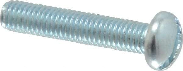 Value Collection - #10-32 UNF, 1" Length Under Head Slotted Drive Machine Screw - Round Head, Alloy Steel, Zinc-Plated Finish, Without Washer - Exact Industrial Supply