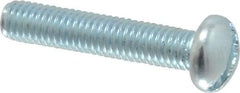 Value Collection - #10-32 UNF, 1" Length Under Head Slotted Drive Machine Screw - Round Head, Alloy Steel, Zinc-Plated Finish, Without Washer - Exact Industrial Supply