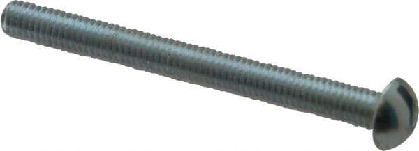 Value Collection - #10-32 UNF, 2" Length Under Head Slotted Drive Machine Screw - Round Head, Alloy Steel, Zinc-Plated Finish, Without Washer - Exact Industrial Supply