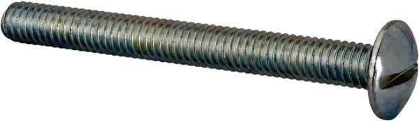 Value Collection - #10-32 UNF, 2-1/4" Length Under Head Slotted Drive Machine Screw - Round Head, Alloy Steel, Zinc-Plated Finish, Without Washer - Exact Industrial Supply
