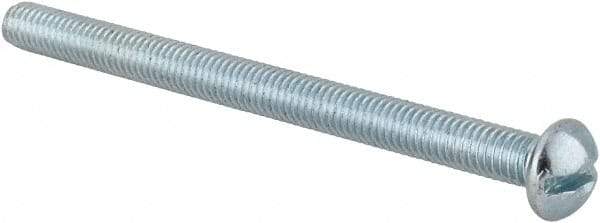 Value Collection - #10-32 UNF, 2-1/2" Length Under Head Slotted Drive Machine Screw - Round Head, Alloy Steel, Zinc-Plated Finish, Without Washer - Exact Industrial Supply