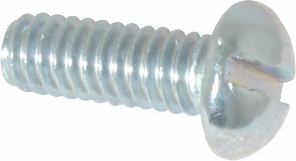 Value Collection - #12-24 UNC, 5/8" Length Under Head Slotted Drive Machine Screw - Round Head, Alloy Steel, Zinc-Plated Finish, Without Washer - Exact Industrial Supply