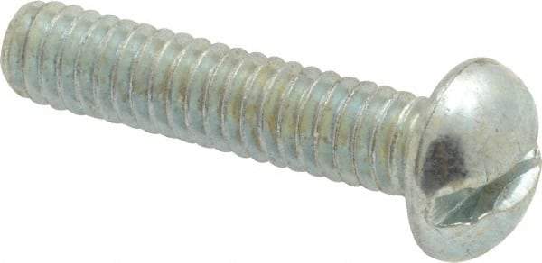 Value Collection - #12-24 UNC, 1" Length Under Head Slotted Drive Machine Screw - Round Head, Grade J82 Steel, Zinc-Plated Finish, Without Washer - Exact Industrial Supply