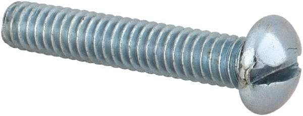 Value Collection - #12-24 UNC, 1-1/4" Length Under Head Slotted Drive Machine Screw - Round Head, Alloy Steel, Zinc-Plated Finish, Without Washer - Exact Industrial Supply