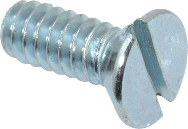 Value Collection - #10-24 UNC, 1/2" OAL Slotted Drive Machine Screw - Flat Head, Grade 2 Steel, Zinc-Plated Finish, Without Washer - Exact Industrial Supply