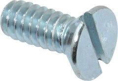 Value Collection - #10-24 UNC, 1/2" OAL Slotted Drive Machine Screw - Flat Head, Grade 2 Steel, Zinc-Plated Finish, Without Washer - Exact Industrial Supply
