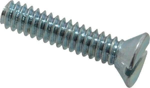Value Collection - #10-24 UNC, 7/8" OAL Slotted Drive Machine Screw - Flat Head, Grade 2 Steel, Zinc-Plated Finish, Without Washer - Exact Industrial Supply