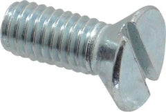 Value Collection - #10-32 UNF, 1/2" OAL Slotted Drive Machine Screw - Flat Head, Grade 2 Steel, Zinc-Plated Finish, Without Washer - Exact Industrial Supply