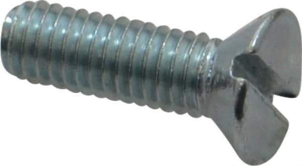 Value Collection - #10-32 UNF, 5/8" OAL Slotted Drive Machine Screw - Flat Head, Grade 2 Steel, Zinc-Plated Finish, Without Washer - Exact Industrial Supply
