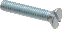 Value Collection - #10-32 UNF, 1" OAL Slotted Drive Machine Screw - Flat Head, Grade 2 Steel, Zinc-Plated Finish, Without Washer - Exact Industrial Supply