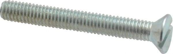 Value Collection - #10-32 UNF, 1-1/2" OAL Slotted Drive Machine Screw - Flat Head, Grade 2 Steel, Zinc-Plated Finish, Without Washer - Exact Industrial Supply