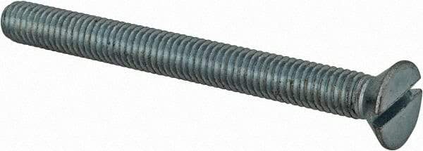 Value Collection - #10-32 UNF, 2" OAL Slotted Drive Machine Screw - Flat Head, Grade 2 Steel, Zinc-Plated Finish, Without Washer - Exact Industrial Supply