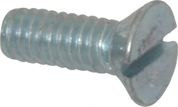 Value Collection - #12-24 UNC, 1/2" OAL Slotted Drive Machine Screw - Flat Head, Grade 2 Steel, Zinc-Plated Finish, Without Washer - Exact Industrial Supply