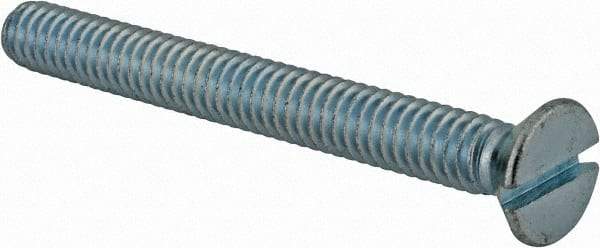 Value Collection - #12-24 UNC, 2" OAL Slotted Drive Machine Screw - Flat Head, Grade J82 Steel, Zinc-Plated Finish, Without Washer - Exact Industrial Supply
