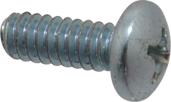 Value Collection - #10-24 UNC, 1/2" Length Under Head Phillips Drive Machine Screw - Pan Head, Grade 2 Steel, Zinc-Plated Finish, Without Washer - Exact Industrial Supply