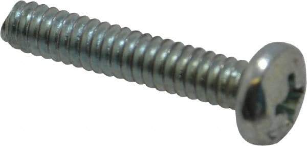 Value Collection - #10-24 UNC, 1" Length Under Head Phillips Drive Machine Screw - Pan Head, Grade 2 Steel, Zinc-Plated Finish, Without Washer - Exact Industrial Supply