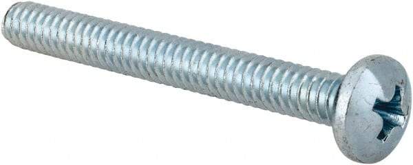 Value Collection - #10-24 UNC, 1-3/4" Length Under Head Phillips Drive Machine Screw - Pan Head, Grade 2 Steel, Zinc-Plated Finish, Without Washer - Exact Industrial Supply