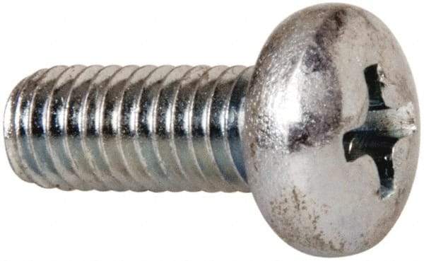 Value Collection - #10-32 UNF, 1/2" Length Under Head Phillips Drive Machine Screw - Pan Head, Grade 2 Steel, Zinc-Plated Finish, Without Washer - Exact Industrial Supply