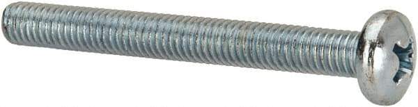 Value Collection - #10-32 UNF, 1-3/4" Length Under Head Phillips Drive Machine Screw - Pan Head, Grade 2 Steel, Zinc-Plated Finish, Without Washer - Exact Industrial Supply