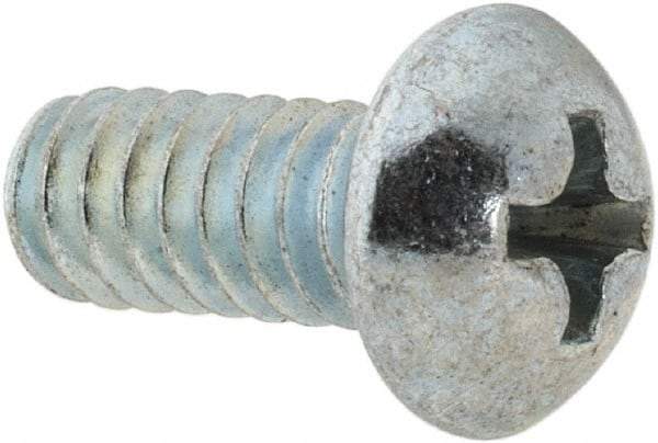 Value Collection - #10-24 UNC, 7/16" Length Under Head Phillips Drive Machine Screw - Round Head, Grade 2 Steel, Zinc-Plated Finish, Without Washer - Exact Industrial Supply