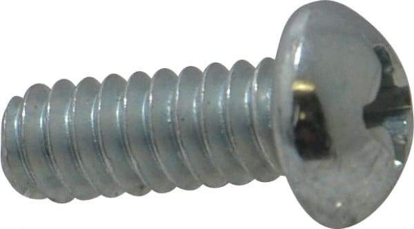 Value Collection - #10-24 UNC, 1/2" Length Under Head Phillips Drive Machine Screw - Round Head, Grade 2 Steel, Zinc-Plated Finish, Without Washer - Exact Industrial Supply